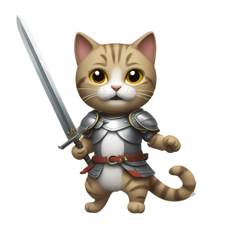 genmoji: Cat swinging a sword