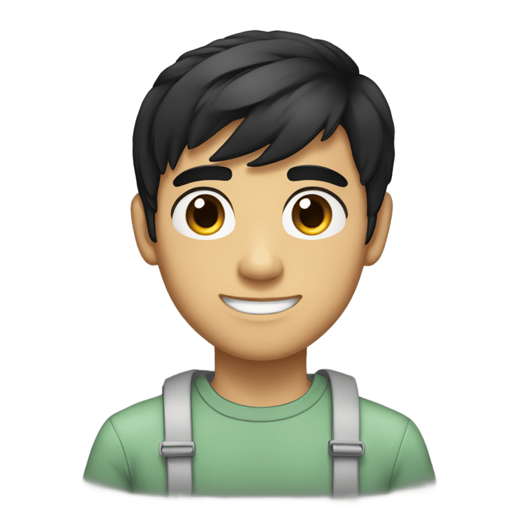 genmoji：a short black hair, dark brown eyes, tanned skin, teenager male with a smirk