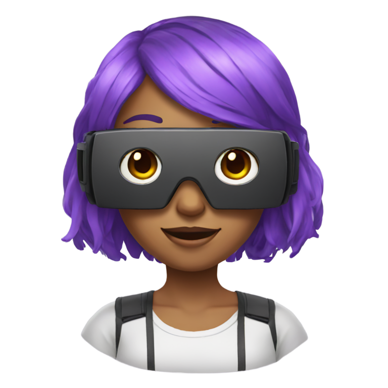 genmoji : Fille aux cheveux violets avec casque VR