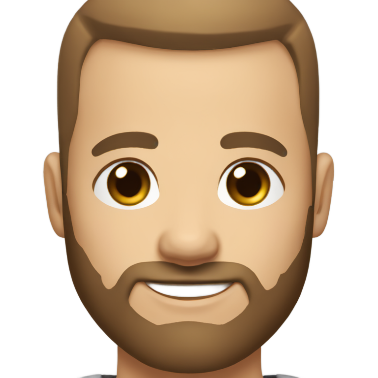 genmoji: white brown hair brown beard brown eyes buzz cut heavier set