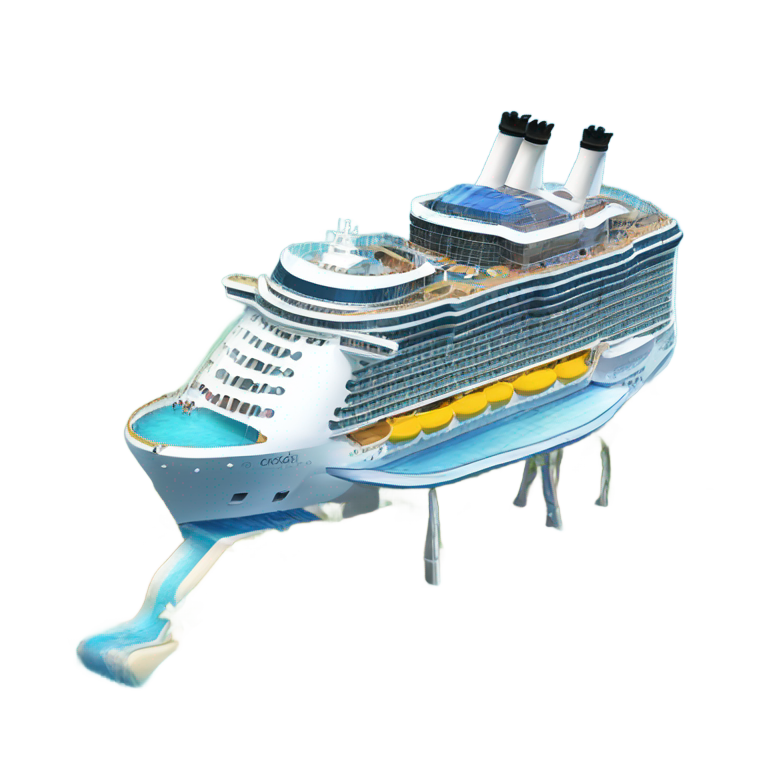 genmoji: rear view of oasis of the seas cruise ship with water slide