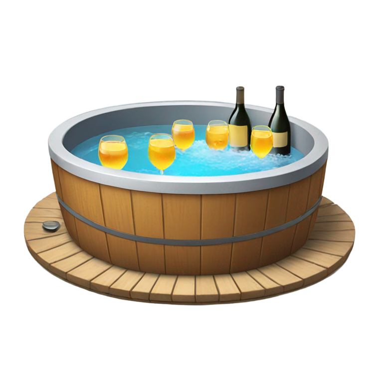 genmoji：豪华热水浴缸配葡萄酒杯