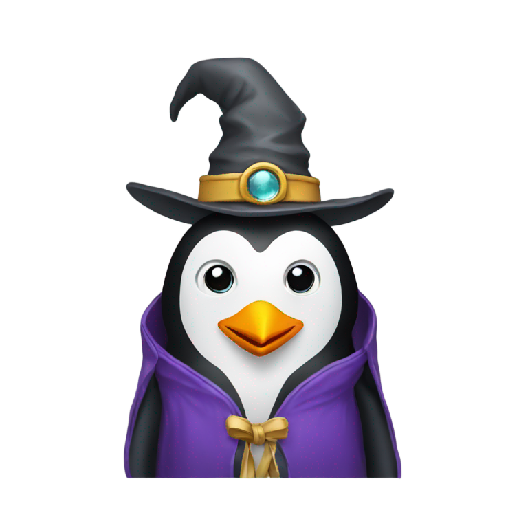 絵文字：Gray words "Penguin Wizard"