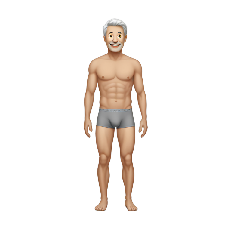 genmoji：50岁的白人男性穿着灰色内裤