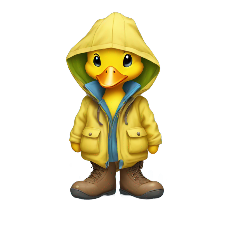 genmoji：穿靴子的小鸭子，雨水洼地