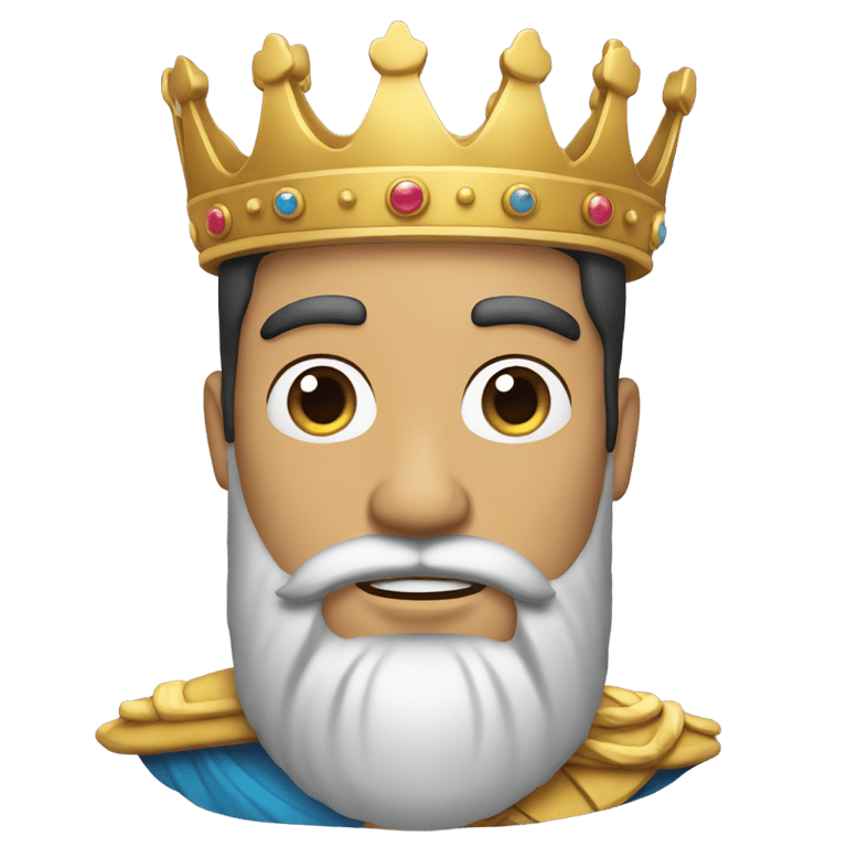 絵文字：king with beard wearing a crown and king costume and is fair skinned with black hair