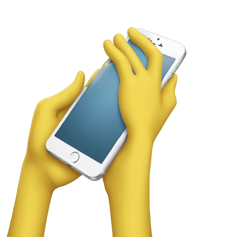 genmoji : Une main jaune tenant un iPhone