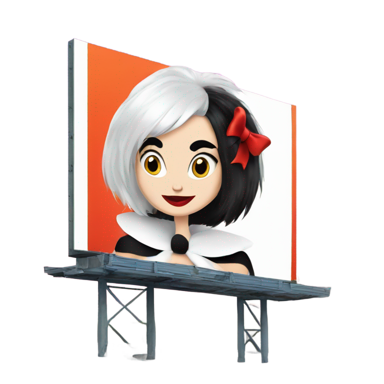 genmoji : Cruella d'Enfer avec une affiche
