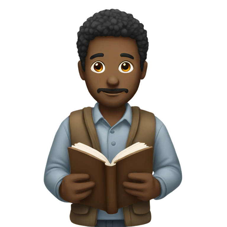 絵文字：drawn man with a book