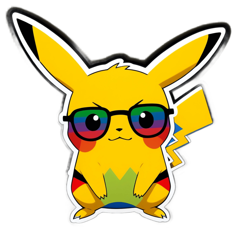 genmoji: Pikachu with rainbow sunglasses