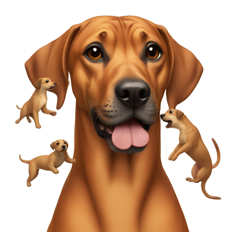 genmoji：罗得西亚脊背犬与雪貂玩耍