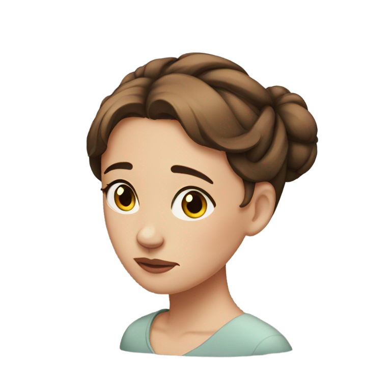 絵文字：茶色い髪をまとめた悲しそうな女の子