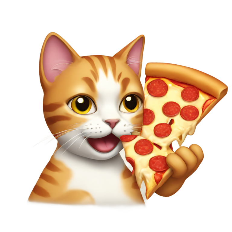 genmoji: cat eating pizza