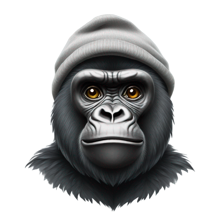 genmoji : Un gorille portant un linge mouillé sur la tête