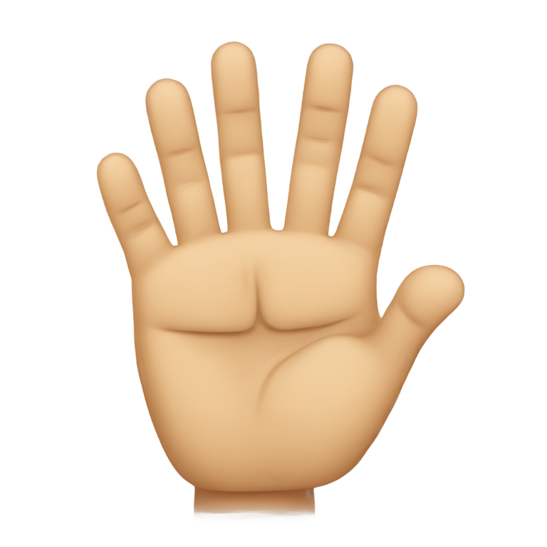 genmoji : Une main avec quatre doigts levés et le pouce baissé