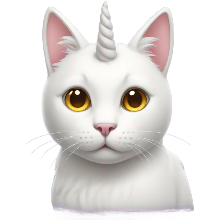 genmoji: White cat unicorn