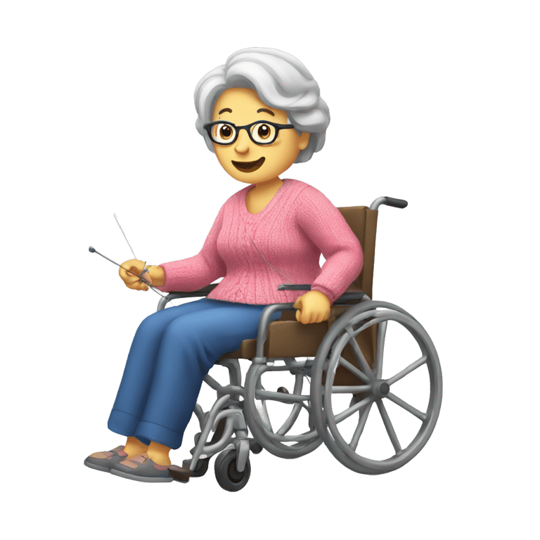 genmoji：Grandma knitting a wheelchair