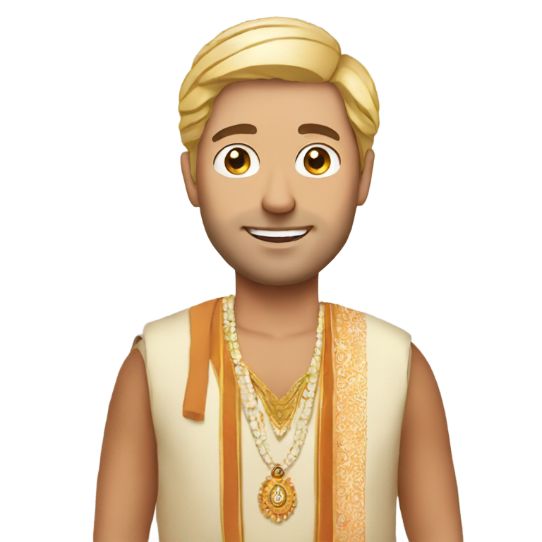prompt: White guy in Indian outfit at a wedding