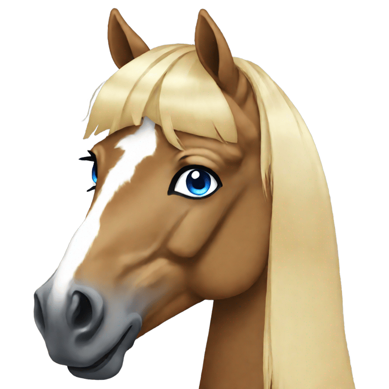 genmoji：蓝眼睛的马，金色短发