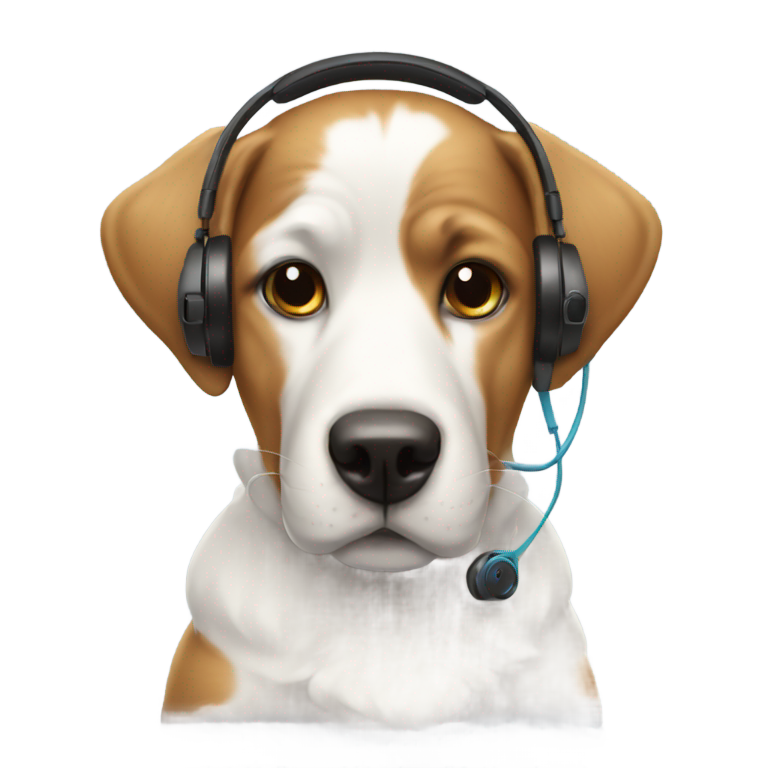 genmoji：狗狗拿着苹果手机和苹果耳机