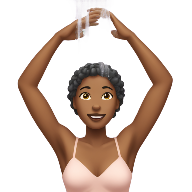 genmoji：腋毛的非裔美国女性在洗澡