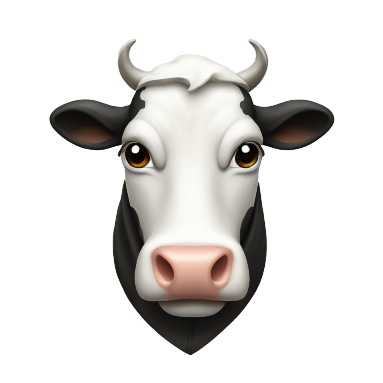 genmoji: Classic Cow Face Emoji, but with ninja hood anonymized
