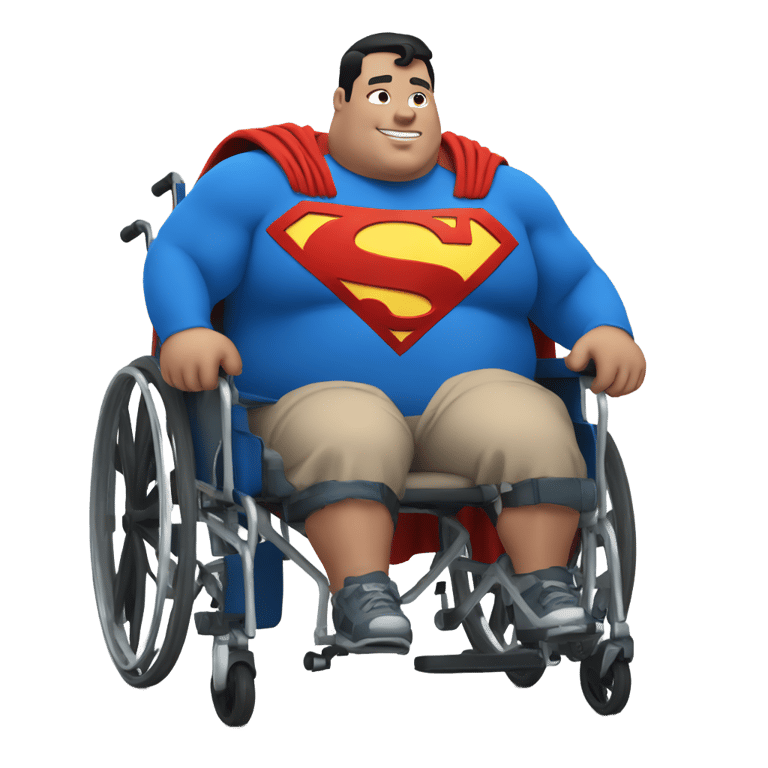 絵文字：Superman obese in a wheelchair