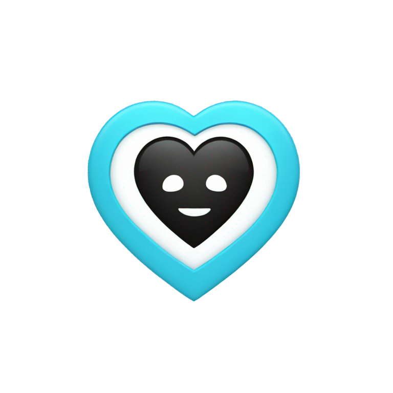 genmoji : A black circle with a light blue center. In the shape of a heart