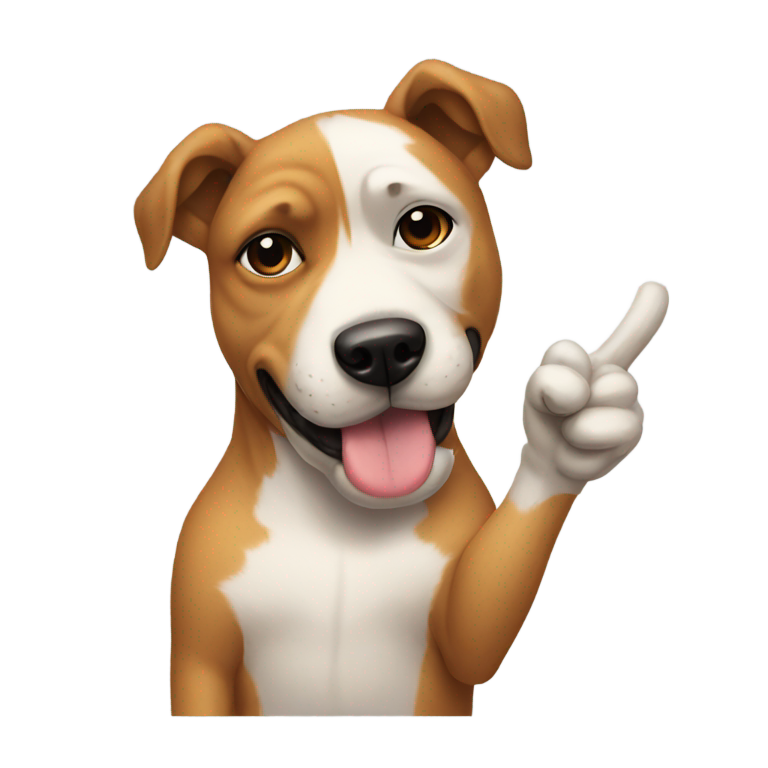 絵文字：中指を立てる犬、「ビッチ」と言う
