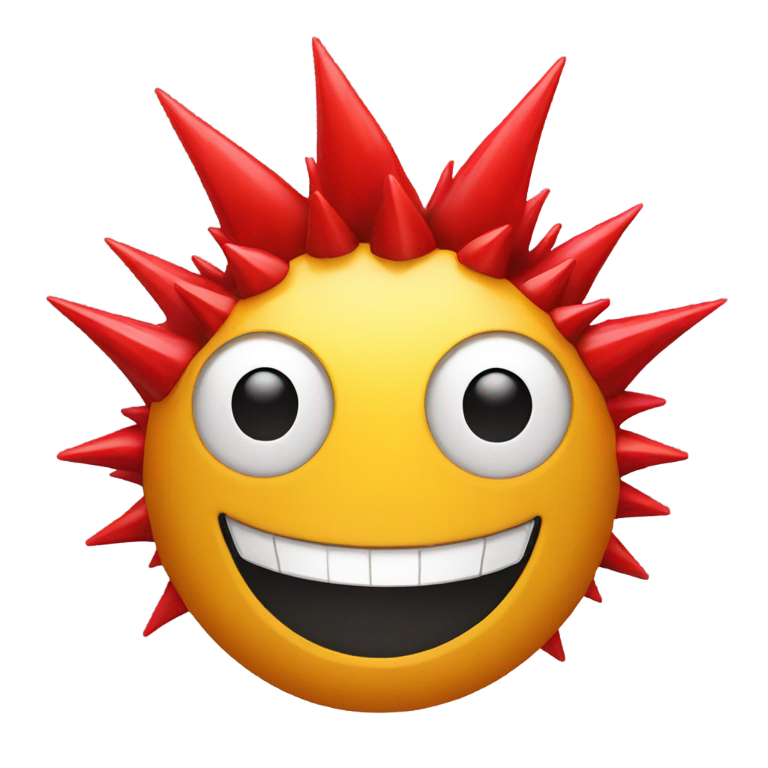 絵文字：A red spikey smiley face
