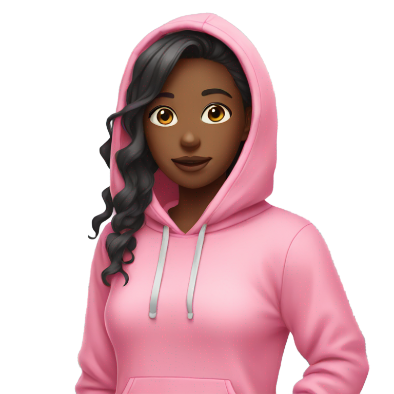 genmoji：动漫黑人女孩穿着粉红色运动衫