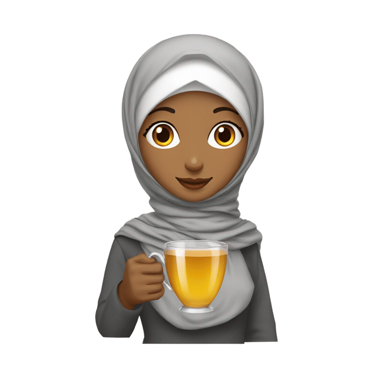 genmoji : Hijab girl drink tea