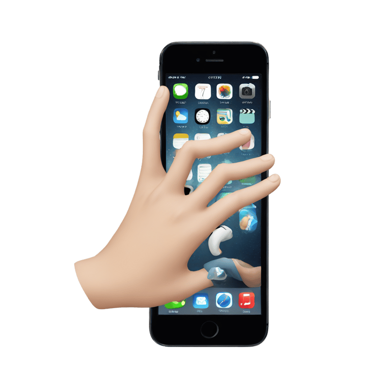 genmoji: One white hand having an Iphone into