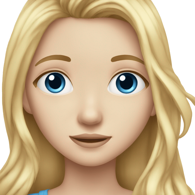 genmoji : Jeune fille à la peau claire, aux cheveux longs et aux yeux bleus