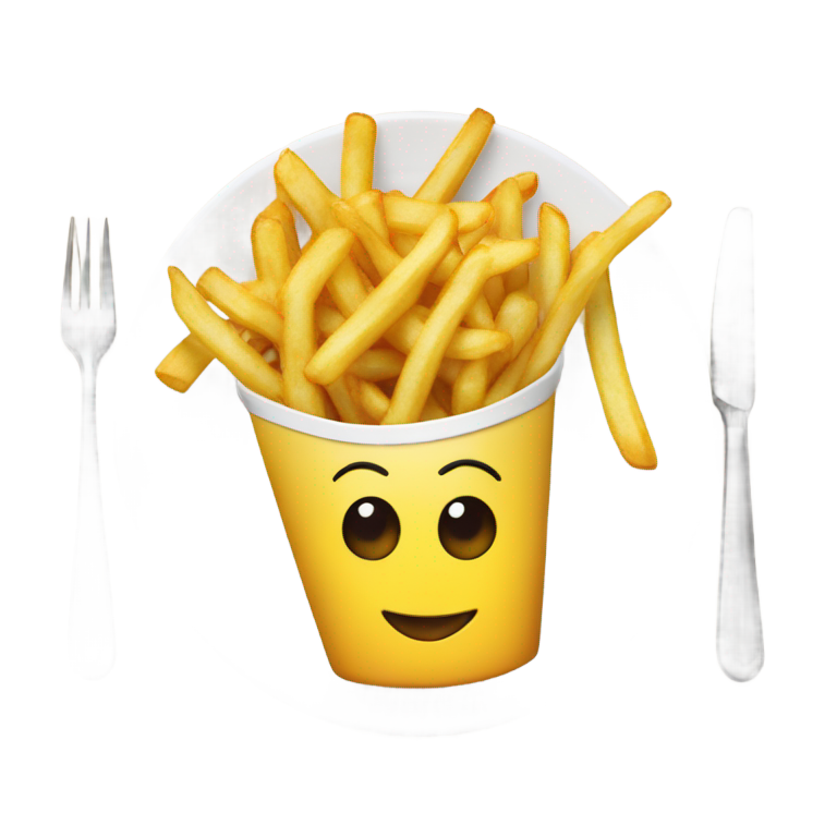 genmoji：白盘上的烤肉饼配蔬菜和薯条