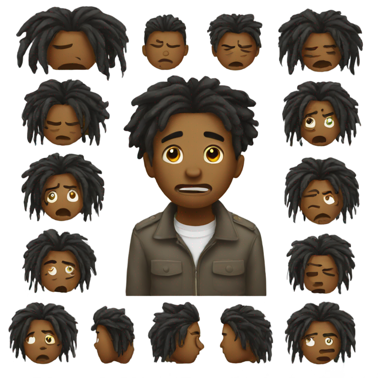genmoji：黑色短乱脏辫哭泣表情符号