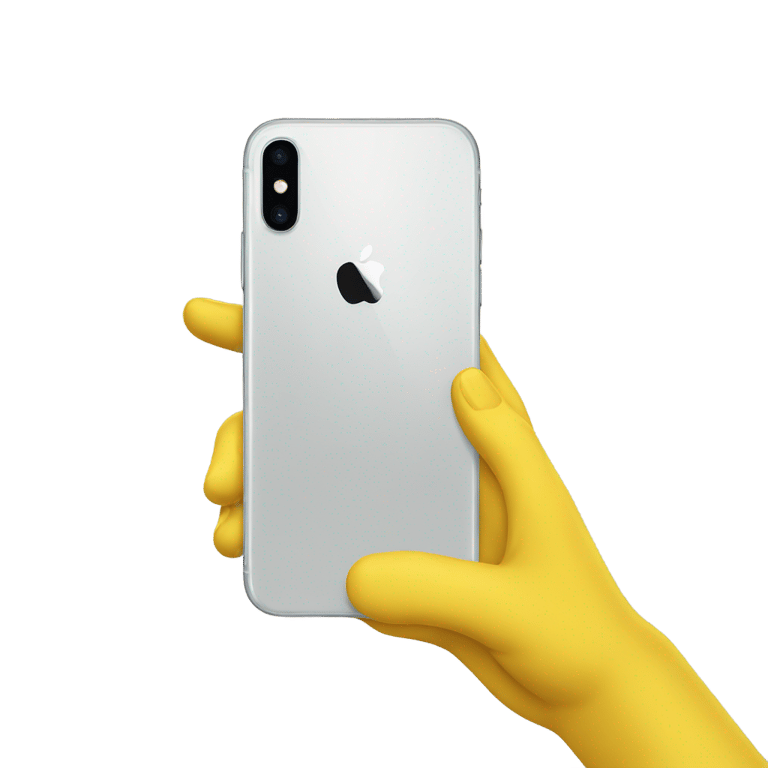 genmoji : Une main jaune tenant un iPhone