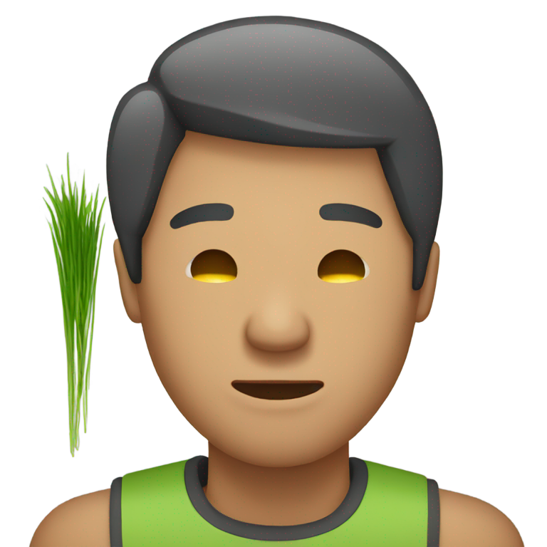 絵文字：草刈り中の男性がくしゃみをする