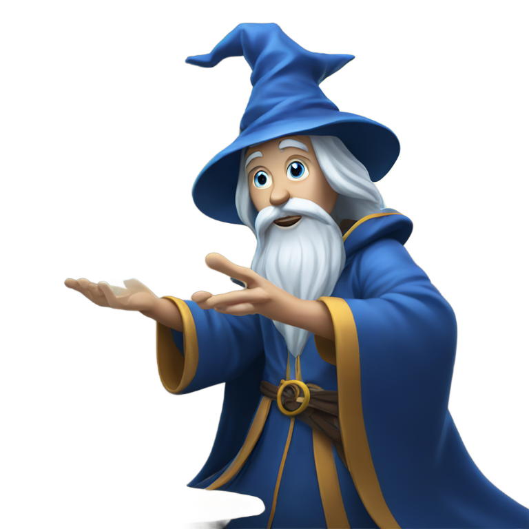 genmoji: A wizard casting a spell that makes a crackling blue orb