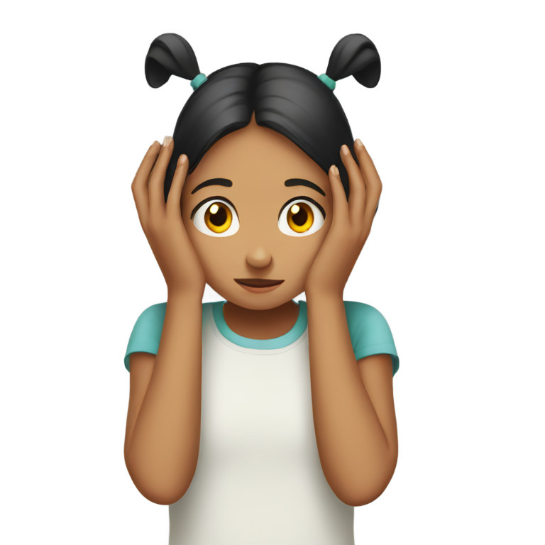 genmoji : younger girl holding hands over ears scared