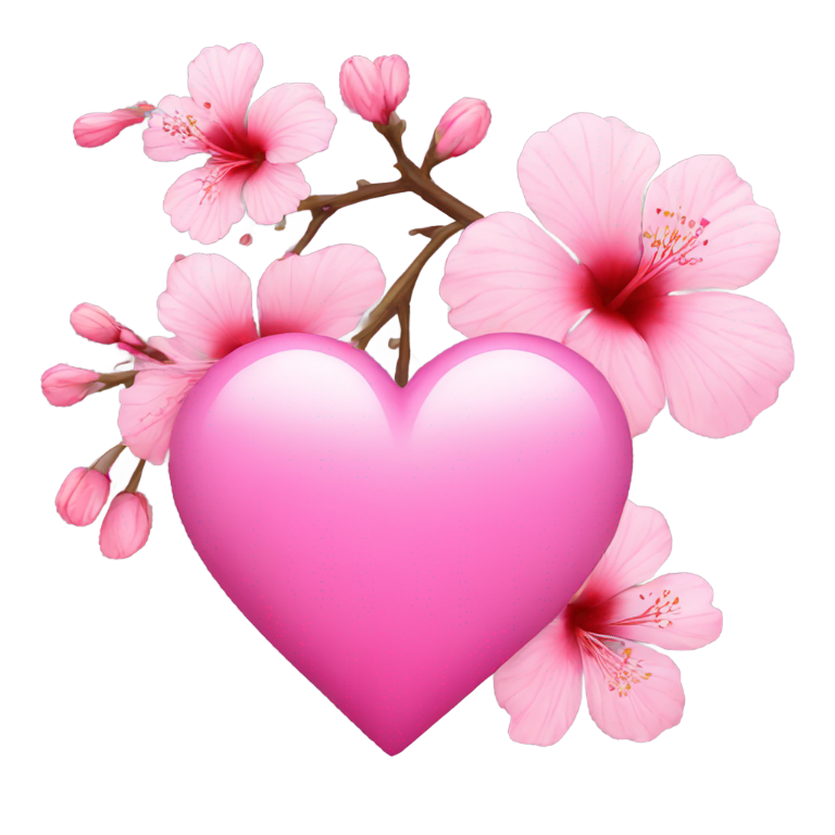 genmoji: Pink heart with cherry blossoms and hibiscus.