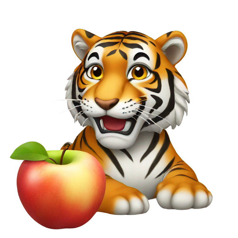 genmoji : tiger eats apple