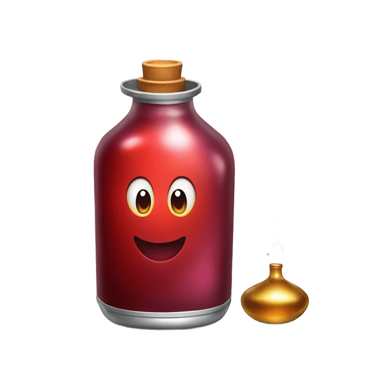 genmoji：一瓶金属红色魔力液体