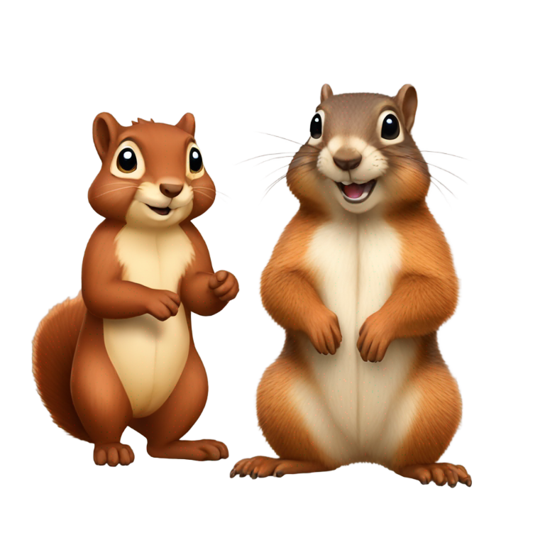 genmoji : un écureuil et un marmotte