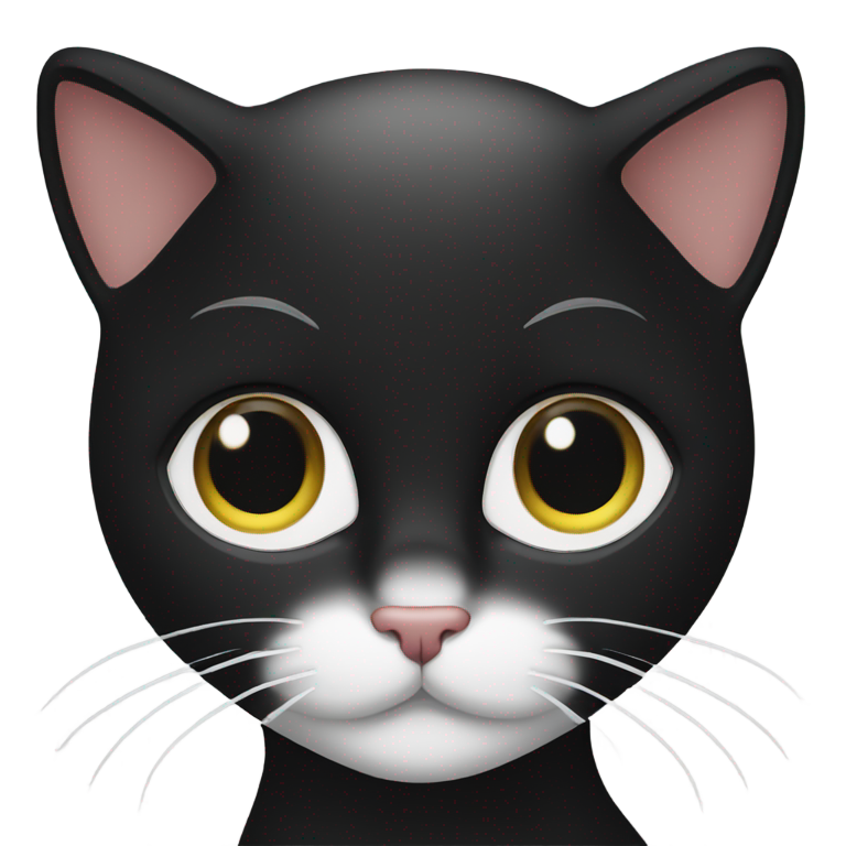 genmoji: Top half of face black cat bottoms bit white