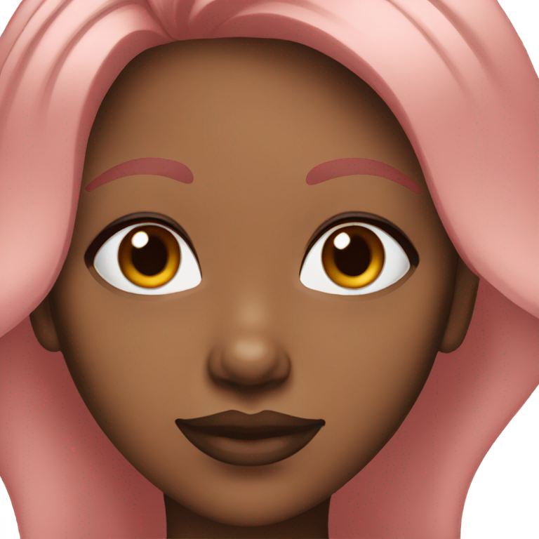 genmoji：黑色眼睛的玫瑰色中长发黑人女孩