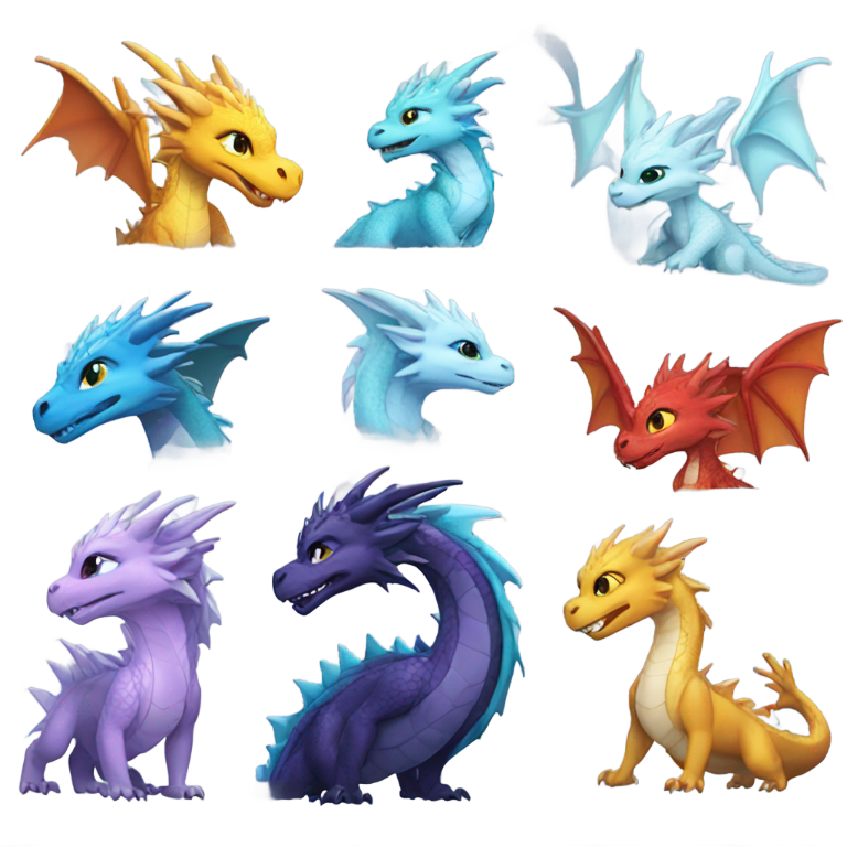 絵文字：ドラゴン、クイーン・スノーフォール、アイスウィング、ドラゴン