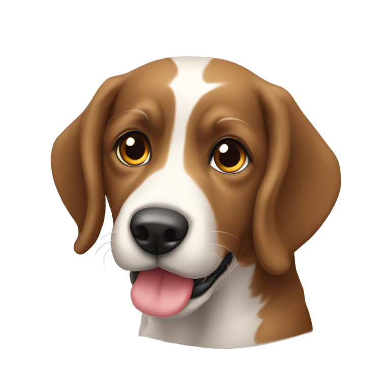 絵文字：イングリッシュセッターの犬の絵文字がハート型で微笑んでいます。