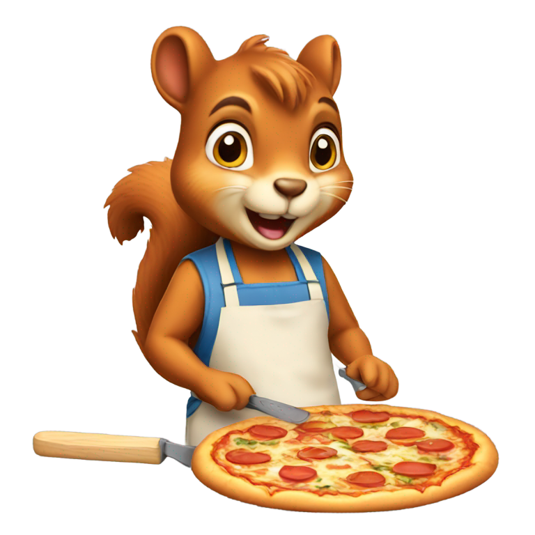 genmoji : Écureuil cuisinant une pizza