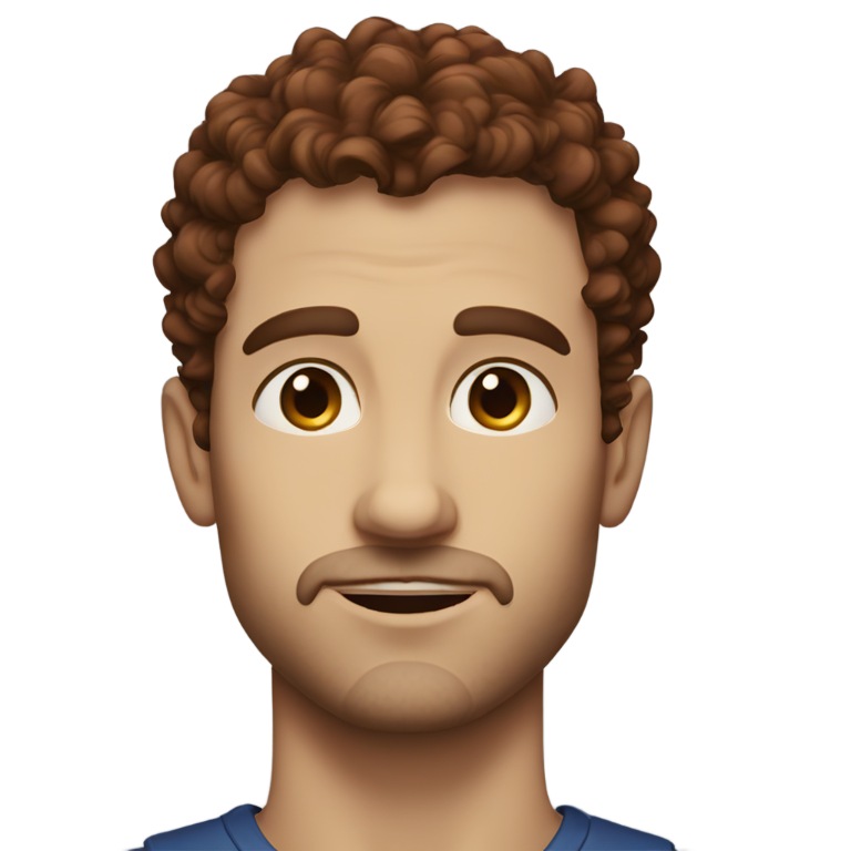 genmoji：男人，肤色非常白，深红色卷发，深蓝色眼睛，宽鼻子，强壮的下巴